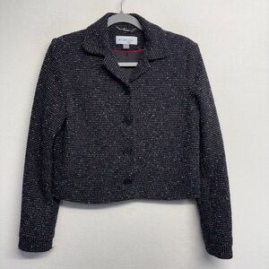 Calvin Klein Women's Black Tweed Jacket Blazer 10